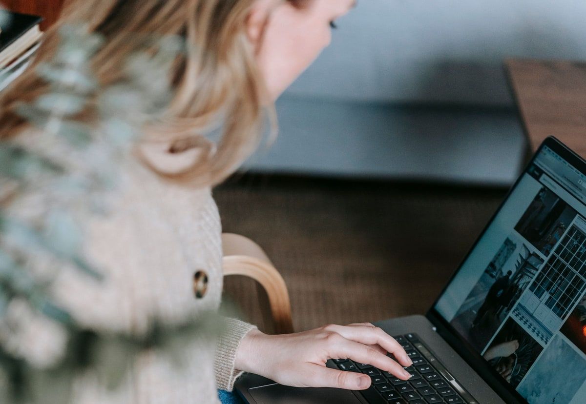 Freelancer working on a laptop at home